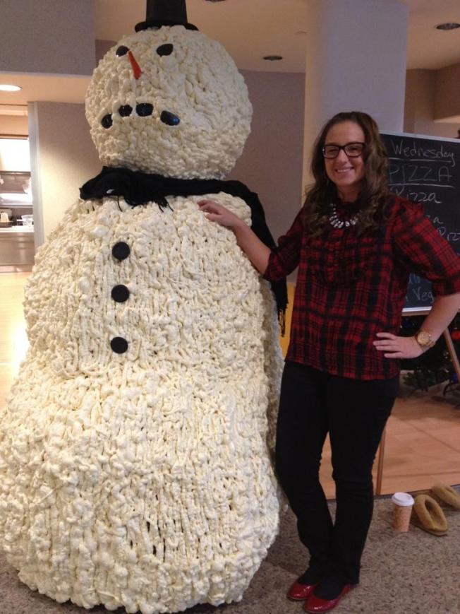 My solo shot with the snowman at work!
